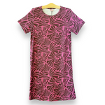 Luluoli Tシャツワンピース　フラワー　ブラウン×ピンク