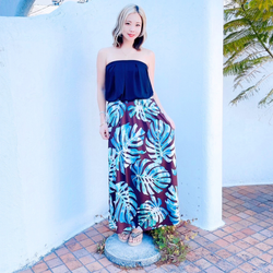 Luluoli スカート　モンステラ　ブラウン