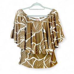 Luluoli ブラウス オリーブ×ベージュ