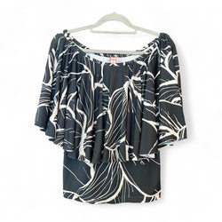 Luluoli ブラウス ブラック×ベージュ