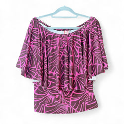 Luluoli ブラウス フラワー　ブラウン×ピンク