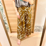 Luluoli ワイドパンツ 　オリーブ×ベージュ