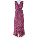 Luluoli パンツドレス 　フラワー　ブラウン×ピンク