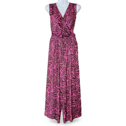 Luluoli パンツドレス 　フラワー　ブラウン×ピンク