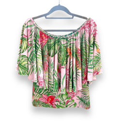 Luluoli ブラウス 　リーフ　ピンク