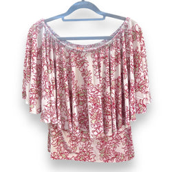 Luluoli ブラウス レイ　ホワイト×ピンク