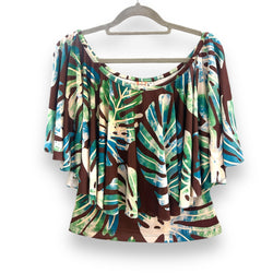 Luluoli ブラウス モンステラ　ブラウン