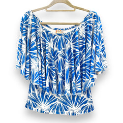 Luluoli ブラウス 　シェル　濃ブルー×薄ブルー