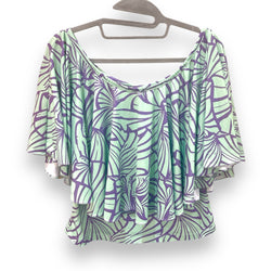 Luluoli ブラウス フラワー　グリーン×パープル