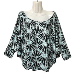 Luluoli ドルマンブラウス　シェル　ブラック×グリーン