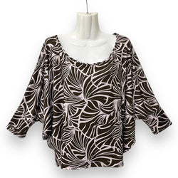 Luluoli ドルマンブラウス　フラワー　ブラウン×薄いピンク