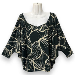 Luluoli ドルマンブラウス　ブラック×ベージュ