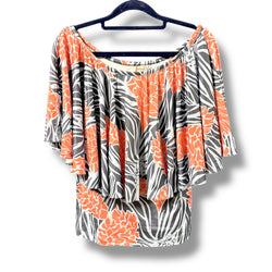 Luluoli ブラウス ジンジャー グレー×オレンジ