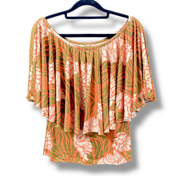 Luluoli ブラウス ジンジャー オリーブ×オレンジ