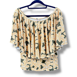 Luluoli ブラウス プルメリア グリーン×イエロー