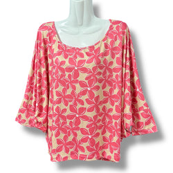 Luluoli ドルマンブラウス　プルメリア　ベージュ×ピンク