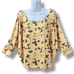 Luluoli ドルマンブラウス　プルメリア　グリーン×イエロー