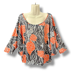 Luluoli ドルマンブラウス　ジンジャー　グレー×オレンジ