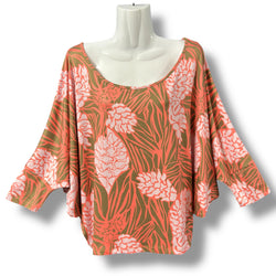 Luluoli ドルマンブラウス　ジンジャー　オリーブ×オレンジ