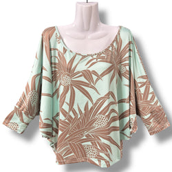 Luluoli ドルマンブラウス　ラウハラ　ミント×ブラウン