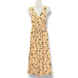 Luluoli カシュクールワンピース　プルメリア　グリーン×イエロー