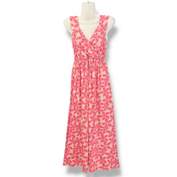 Luluoli カシュクールワンピース　プルメリア　ベージュ×ピンク