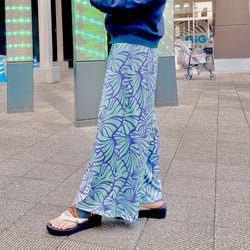 Luluoli ワイドパンツ 　フラワー　グリーン×パープル