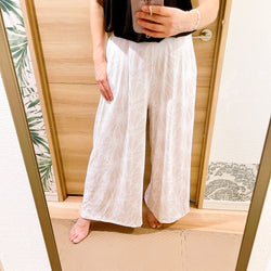 Luluoli ワイドパンツ 　シェル　ホワイト×ベージュ