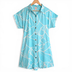 ロングシャツ　ターコイズブルー