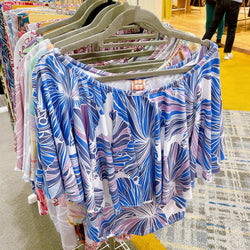 Luluoli ブラウス 　ハイビスカス　ブルー