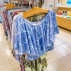 Luluoli ブラウス 濃ブルー×薄ブルー