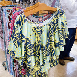 Luluoli ブラウス ジンジャー　イエロー×ネイビー