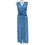 Luluoli パンツドレス 　葉　濃ブルー×薄ブルー