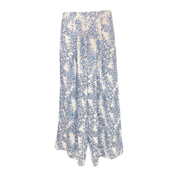 Luluoli ワイドパンツ 　レイ　ホワイト×ブルー