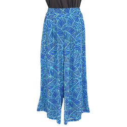 Luluoli ワイドパンツ 　葉　濃ブルー×薄ブルー