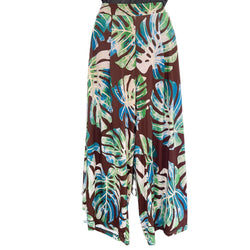 Luluoli ワイドパンツ 　モンステラ　ブラウン