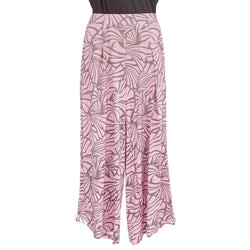 Luluoli ワイドパンツ 　フラワー　ピンク×グレー