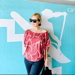 Luluoli ドルマンブラウス　レッド×ベージュ