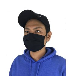 布マスク３枚セット 黒 ベージュ柄 サイズ変更可能な予備ゴム付き　