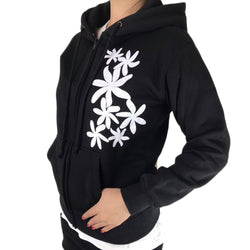 パーカー ブラック ティアレモチーフ ホワイトプリント